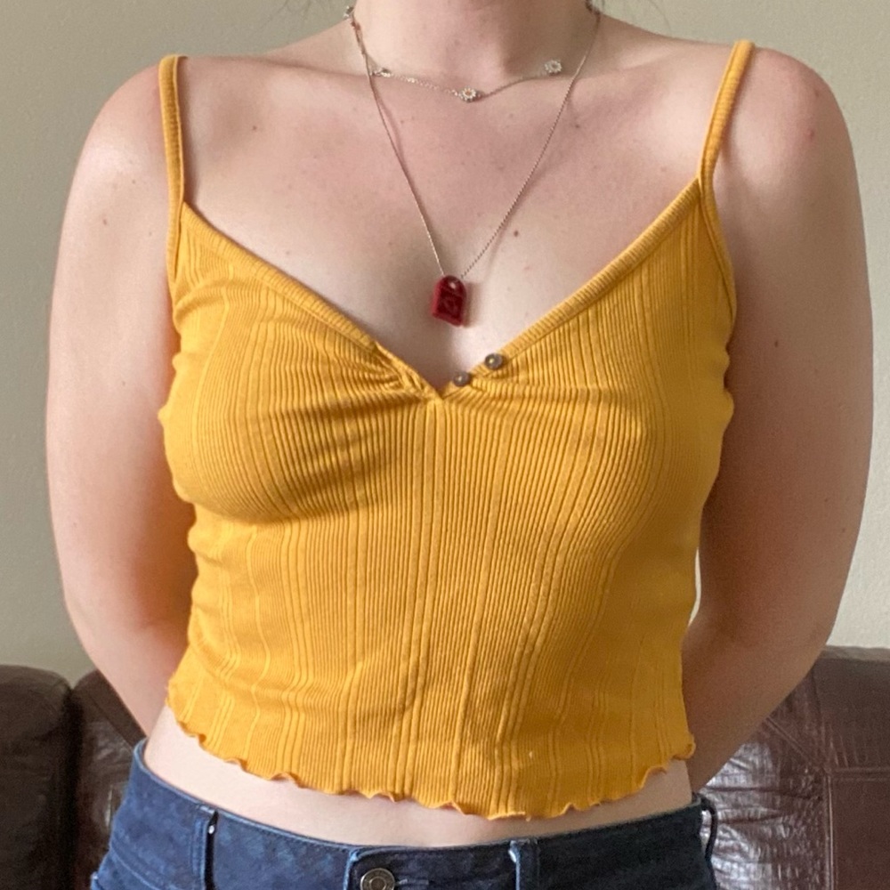 Yellow Cropped Tank Top